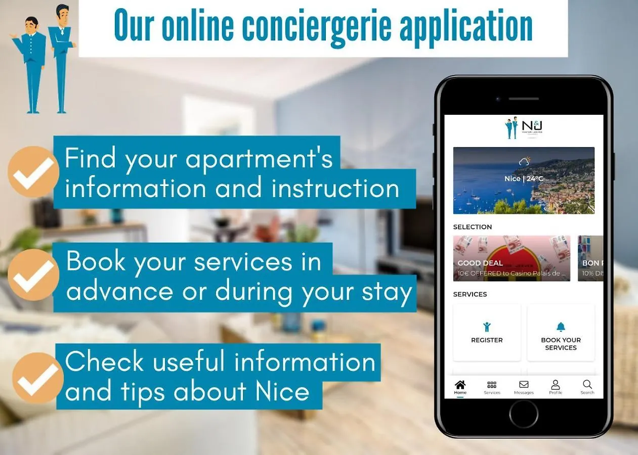 Nestor&Jeeves - Andrioli Terrasse - Central - Close Beach - Top Floor Nice France